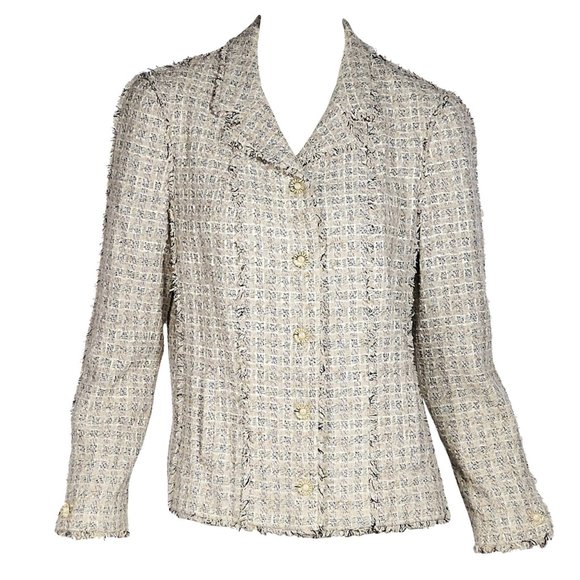 CHANEL Jackets & Blazers - Chanel Tweed Lesage Jacket Cream Black 46 10